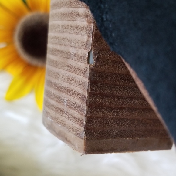 Aldo Black Suede Peep Toe Ankle Bootie - Picture 6 of 8